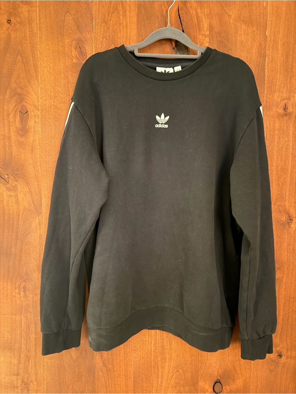 adidas Black Crewneck Sweatshirt with White Trefoil